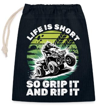 Quad ATV Garçons Hommes Quad Wheeler - Sac cadeau en coton avec cordon (25 x 30 cm) - bleu marine - Devant
