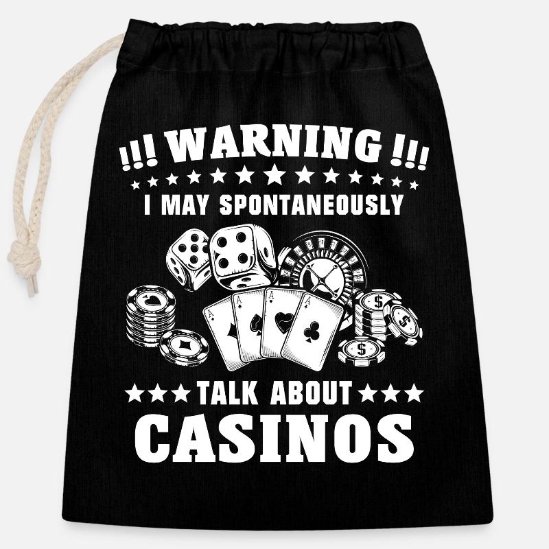 Casino - Sac cadeau en coton avec cordon (25 x 30 cm) - noir