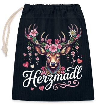 Herzmadl Shirt Damen Trachtenshirt Tracht Oberteil - Verschließbarer Geschenkbeutel aus Baumwolle (25x30cm) - Navy - Vorne