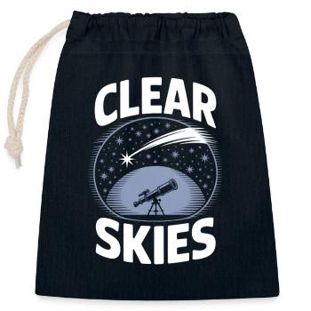 Clear Skies Teleskop Sternengucker - Verschließbarer Geschenkbeutel aus Baumwolle (25x30cm) - Navy - Vorne