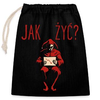 Jak Żyć Polish Meme Existential Jester - Closable cotton gift bag (25x30cm) - black - Front