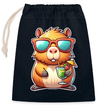 Capybara  - Verschließbarer Geschenkbeutel aus Baumwolle (25x30cm) - Navy - Vorne