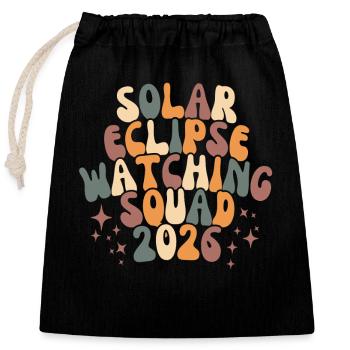 Total Solar Eclipse Island 2026 Reykjavik Vintage - Verschließbarer Geschenkbeutel aus Baumwolle (25x30cm) - Schwarz - Vorne