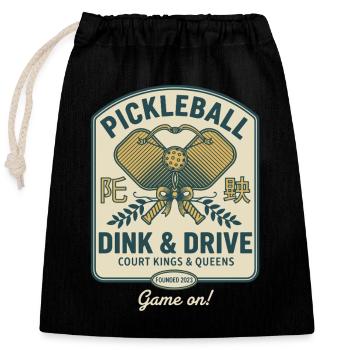 Pickleball-Dink und Drive-Spiel auf Spieler - Verschließbarer Geschenkbeutel aus Baumwolle (25x30cm) - Schwarz - Vorne