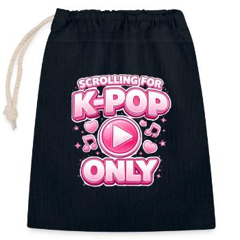 Scrolling For K Pop Only - Closable cotton gift bag (25x30cm) - navy - Front