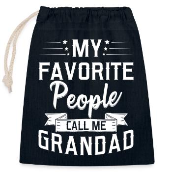 Favorite People Call Me Grandad Retired - Closable cotton gift bag (25x30cm) - navy - Front