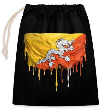 Drachen in Bhutan Flag Farbpalette - Verschließbarer Geschenkbeutel aus Baumwolle (25x30cm) - Schwarz - Vorne