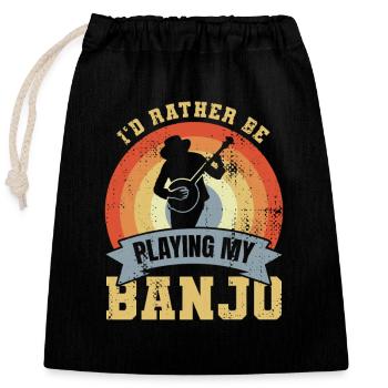 Blague sur le joueur de banjo - Sac cadeau en coton avec cordon (25 x 30 cm) - noir - Devant