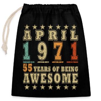 Jubilee year April 1971 - Closable cotton gift bag (25x30cm) - black - Front