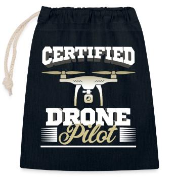 Certified Drone Pilot Professional Operator Design - Verschließbarer Geschenkbeutel aus Baumwolle (25x30cm) - Navy - Vorne