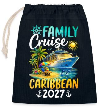 Family Cruise Caribbean 2027 - Verschließbarer Geschenkbeutel aus Baumwolle (25x30cm) - Navy - Vorne
