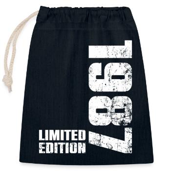 Cadeau d'anniversaire 39 ans 1987 Homme Femme - Sac cadeau en coton avec cordon (25 x 30 cm) - bleu marine - Devant