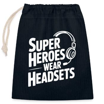 Superhelden tragen Headsets - Verschließbarer Geschenkbeutel aus Baumwolle (25x30cm) - Navy - Vorne