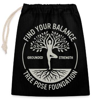Yoga Find Your Balance Mindfulness - Closable cotton gift bag (25x30cm) - black - Front