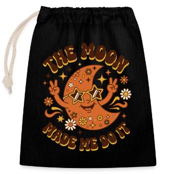 Groovy Retro Moon Made Me Do It Hippie 70s Peace - Closable cotton gift bag (25x30cm) - black - Front