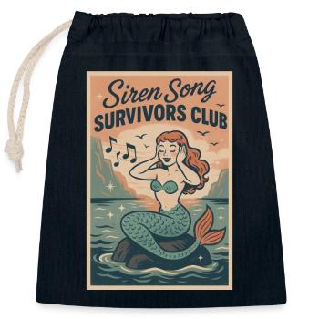 Siren Song Survived | Mermaid Myth - Closable cotton gift bag (25x30cm) - navy - Front