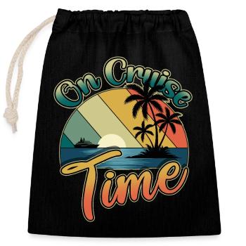 Voyage de vacances en famille Croisière pendant la croisière - Sac cadeau en coton avec cordon (25 x 30 cm) - noir - Devant