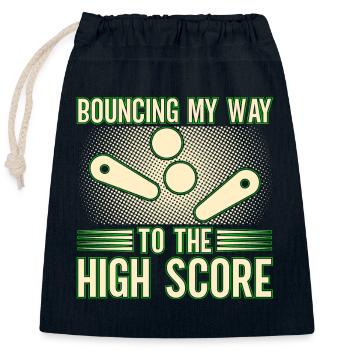 Bouncing My Way To The High Score Pinball Machine - Closable cotton gift bag (25x30cm) - navy - Front