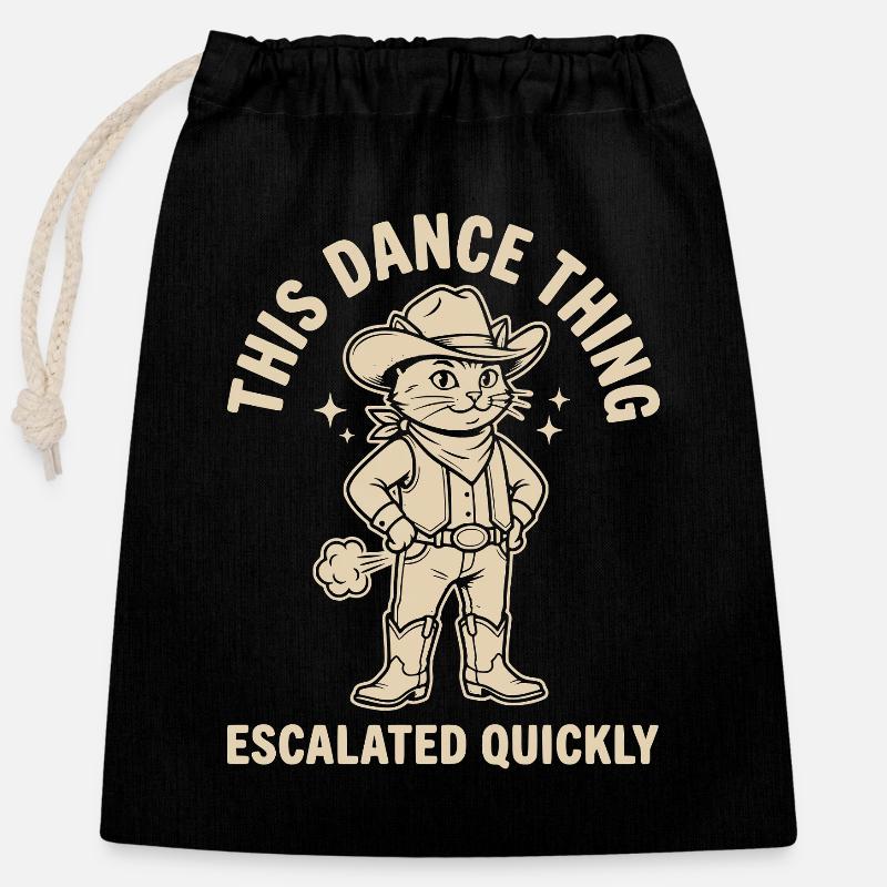 This Dance Thing Escalated Quickly Funny Dancer - Closable cotton gift bag (25x30cm) - black