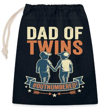 Dad Of Twins Twins Father Kids - Closable cotton gift bag (25x30cm) - navy - Front