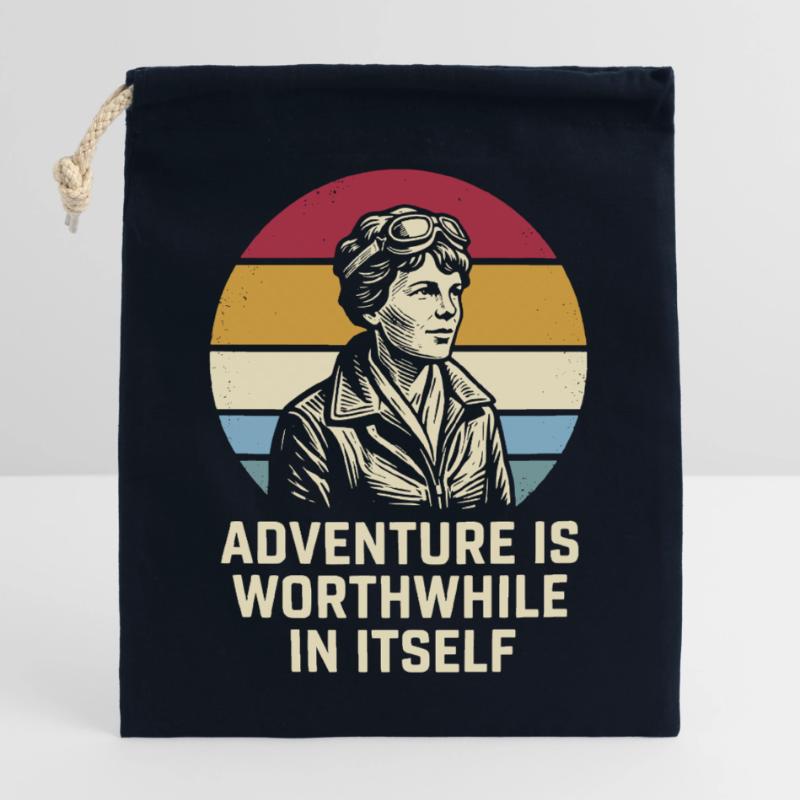 Amelia Earhart The adventure is worthwhile Closable cotton gift bag (25x30cm)