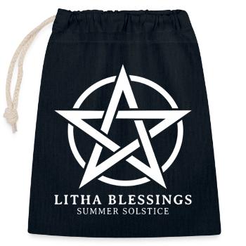 Litha Pagan Summer Solstice Midsummer Midsommar - Closable cotton gift bag (25x30cm) - navy - Front