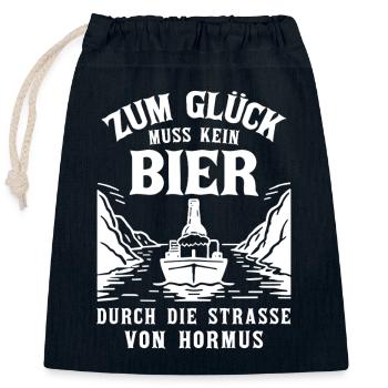 Bier Spruch Schiff  Strasse von Hormus - Verschließbarer Geschenkbeutel aus Baumwolle (25x30cm) - Navy - Vorne