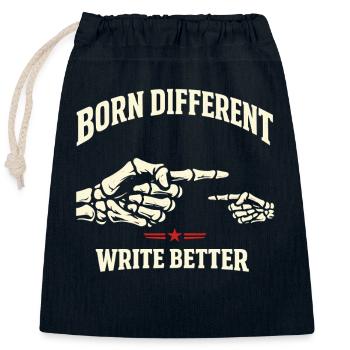 Born Different - Closable cotton gift bag (25x30cm) - navy - Front