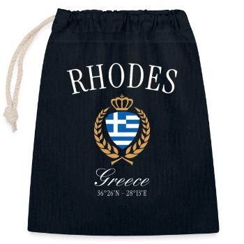 Rhodes Greece Coat of Arms Crown – Travel Souvenir - Closable cotton gift bag (25x30cm) - navy - Front