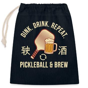 Joueur drôle de pickleball Dink Drink Repeat - Sac cadeau en coton avec cordon (25 x 30 cm) - bleu marine - Devant