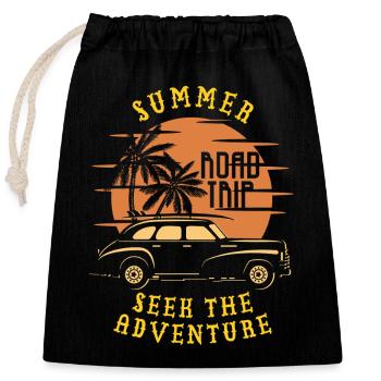 Sommer-Roadtrip-Abenteuer Sonnenuntergang - Verschließbarer Geschenkbeutel aus Baumwolle (25x30cm) - Schwarz - Vorne