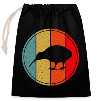 Kiwi Bird Retro Vintage Sunset New Zealand - Closable cotton gift bag (25x30cm) - black - Front