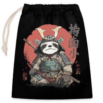 Sloth Samurai Armor - Closable cotton gift bag (25x30cm) - black - Front