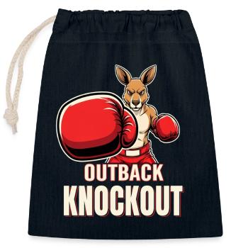 Outback Knockout Cartoon Kangaroo Boxer - Closable cotton gift bag (25x30cm) - navy - Front