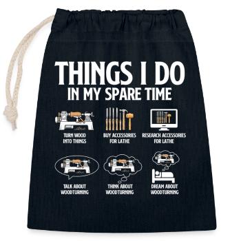 Tournage du bois Temps libre de tour Humour - Sac cadeau en coton avec cordon (25 x 30 cm) - bleu marine - Devant