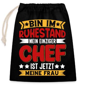 Rente Pension Ruhestand Rentner 2026 - Verschließbarer Geschenkbeutel aus Baumwolle (25x30cm) - Schwarz - Vorne