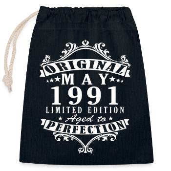 Mai 1991 - Sac cadeau en coton avec cordon (25 x 30 cm) - bleu marine - Devant