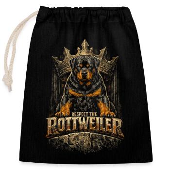 Respect The Rottweiler Dog - Closable cotton gift bag (25x30cm) - black - Front