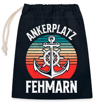 Segeln ANKERPLATZ FEHMARN Lustiges - Verschließbarer Geschenkbeutel aus Baumwolle (25x30cm) - Navy - Vorne