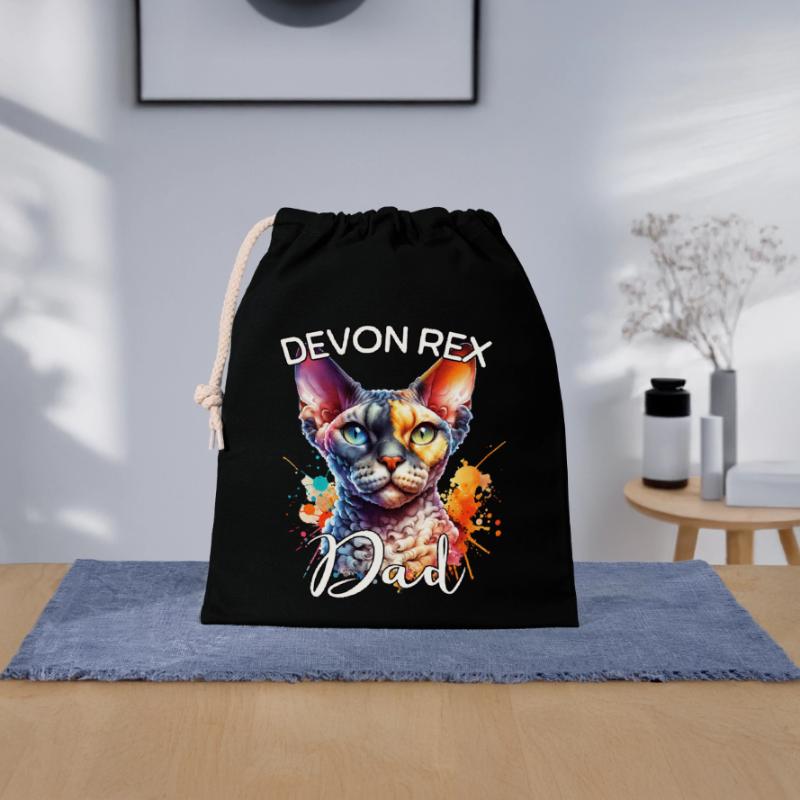 Devon Rex Dad Closable cotton gift bag (25x30cm)