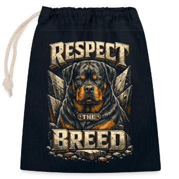 Le Rottweiler Respecte la Race - Sac cadeau en coton avec cordon (25 x 30 cm) - bleu marine - Devant