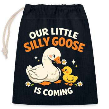 Bébé Oie Idiot - Sac cadeau en coton avec cordon (25 x 30 cm) - bleu marine - Devant