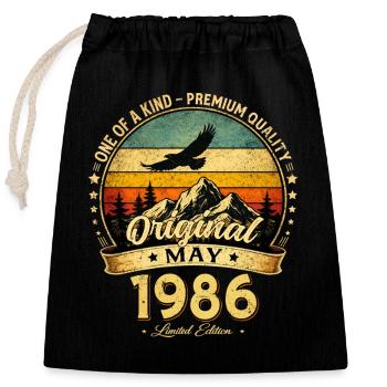 Cadeau du 40e anniversaire Mari Original mai 1986 - Sac cadeau en coton avec cordon (25 x 30 cm) - noir - Devant