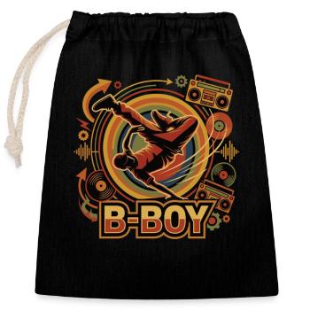Breakdance B-Boy Hip Hop Retro Streetstyle - Verschließbarer Geschenkbeutel aus Baumwolle (25x30cm) - Schwarz - Vorne