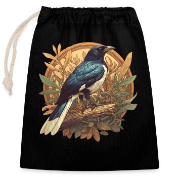 Elstern Elster - Verschließbarer Geschenkbeutel aus Baumwolle (25x30cm) - Schwarz - Vorne