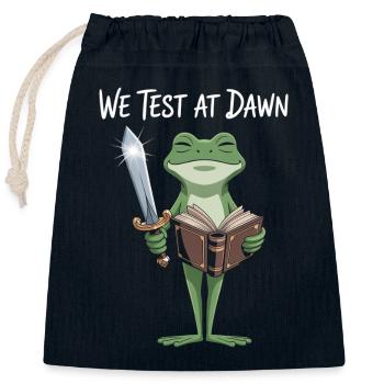 Dawn Test Frog: Sword & Scroll - Closable cotton gift bag (25x30cm) - navy - Front