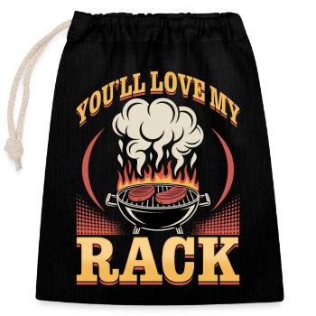 BBQ Grilling Meat Smoking Barbecue - Closable cotton gift bag (25x30cm) - black - Front
