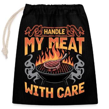 BBQ Grilling Meat Smoking Barbecue - Closable cotton gift bag (25x30cm) - black - Front