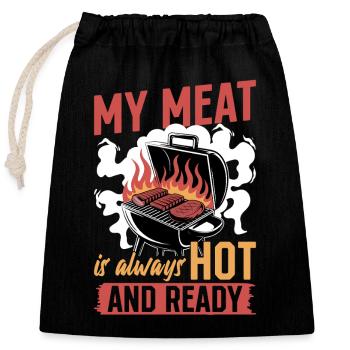 BBQ Grilling Meat Smoking Barbecue - Closable cotton gift bag (25x30cm) - black - Front