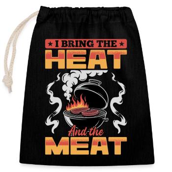BBQ Grilling Meat Smoking Barbecue - Closable cotton gift bag (25x30cm) - black - Front